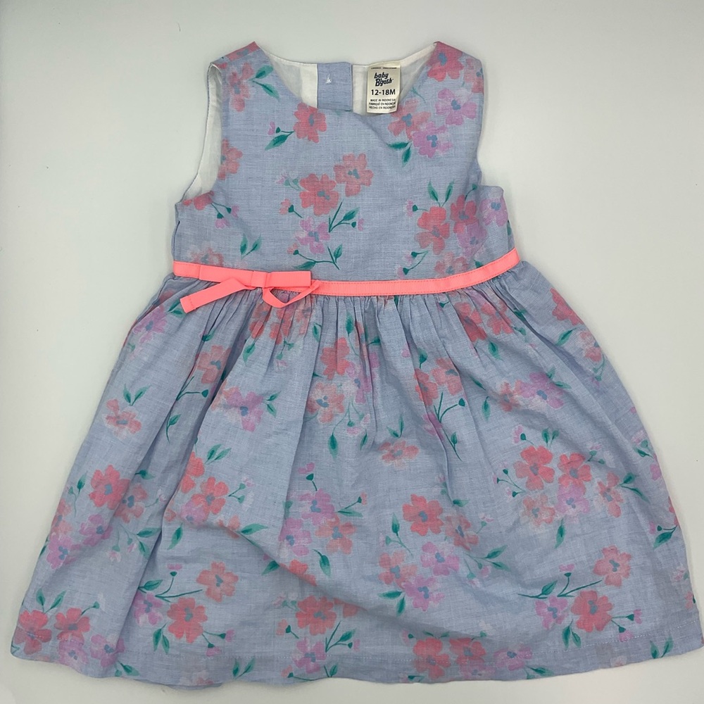 OshKosh B'gosh Light Blue Dress with Pink Floral Pattern